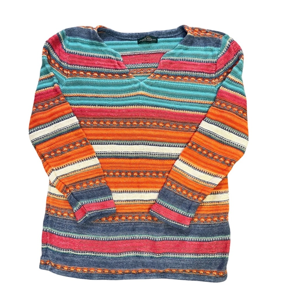 Lauren Jeans Co‎ Ralph Lauren Southwestern Striped Knit Sweater Women's Medium